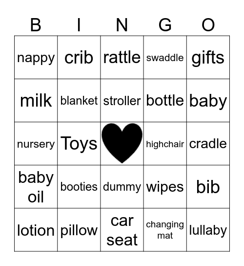 Baby shower bingo Card