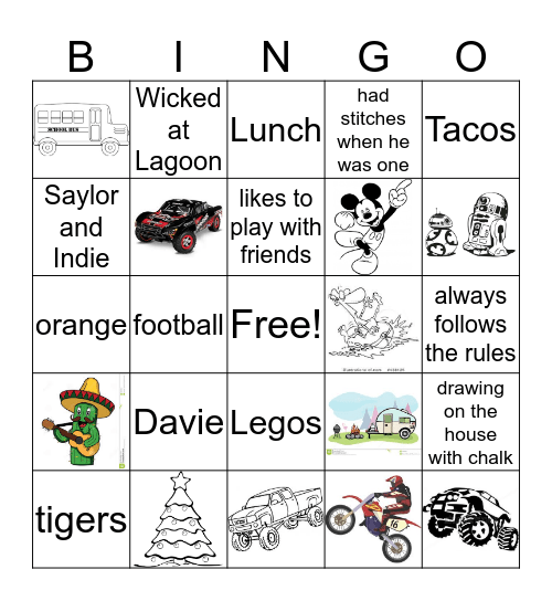 Oliver Bingo!! Bingo Card