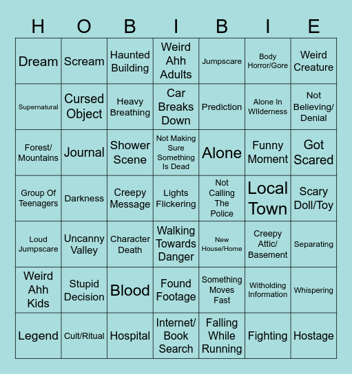 Horror Bingo Big Edition Bingo Card
