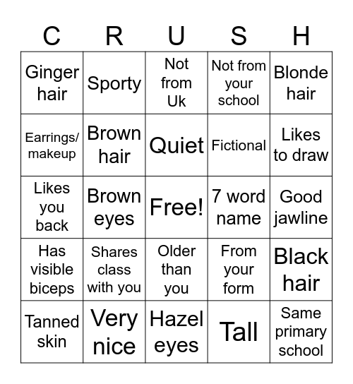 Crush bingo Card