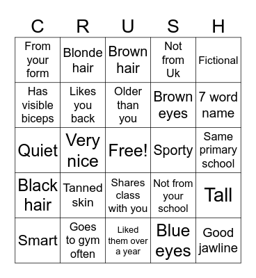 Crush bingo Card