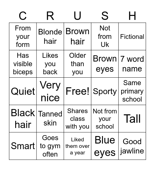 Crush bingo Card