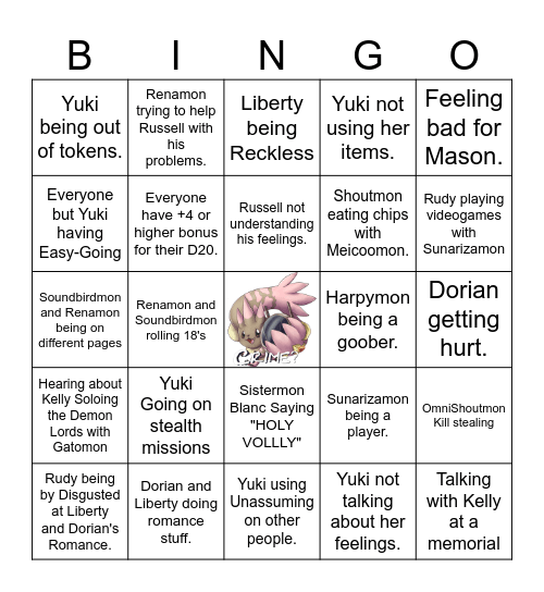 Digimon Blue Skys Bingo Card