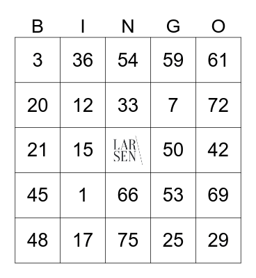 Larsen Bingo Card