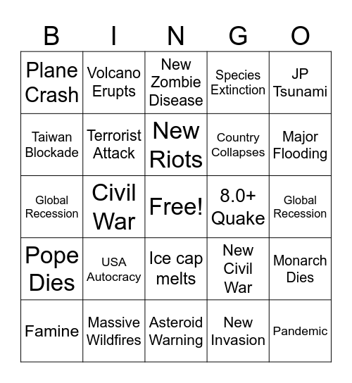Doomsday Bingo Card