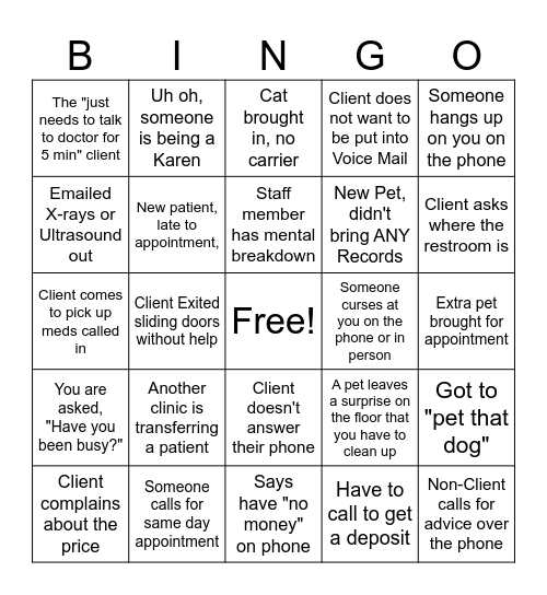 Veterinary CSR WEEK Bingo Card
