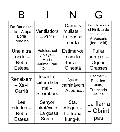 Binga Bingo Card