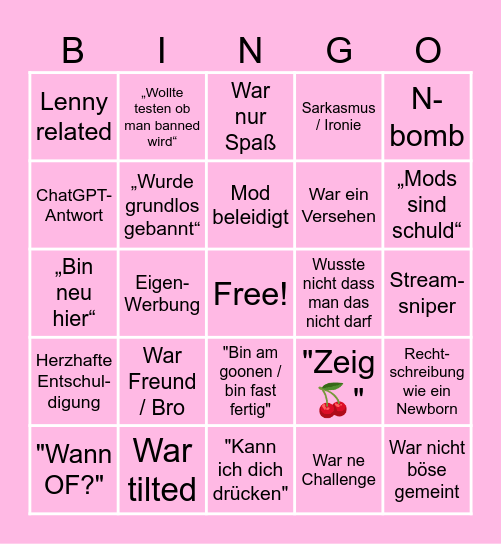 Unban-Bingo Card