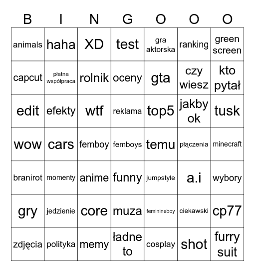 mój tiktok na telefon XD 2 Bingo Card
