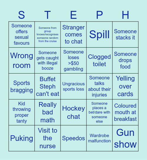 Boat Bingo Card