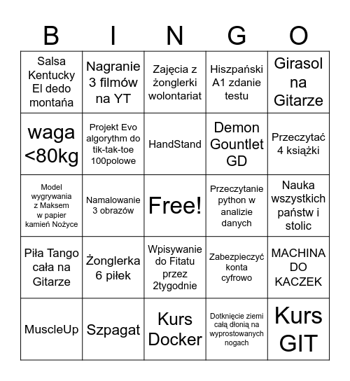 NieComplak Bingo Card