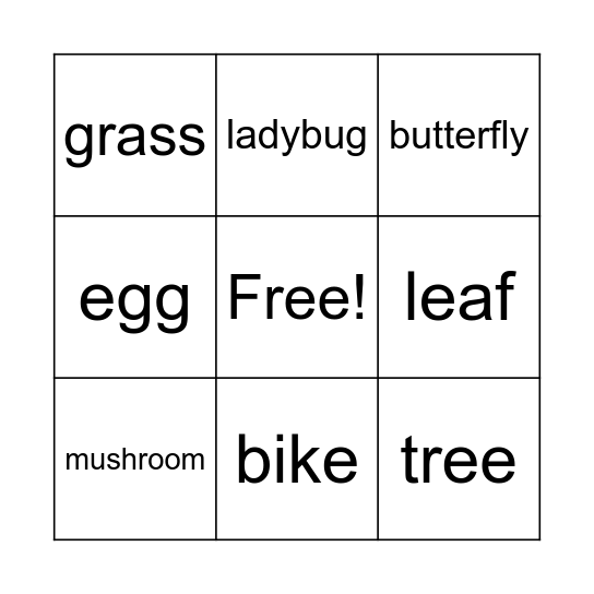 spring bingo Card