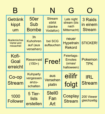 Stell0Bing0 Bingo Card