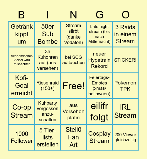 Stell0Bing0 Bingo Card
