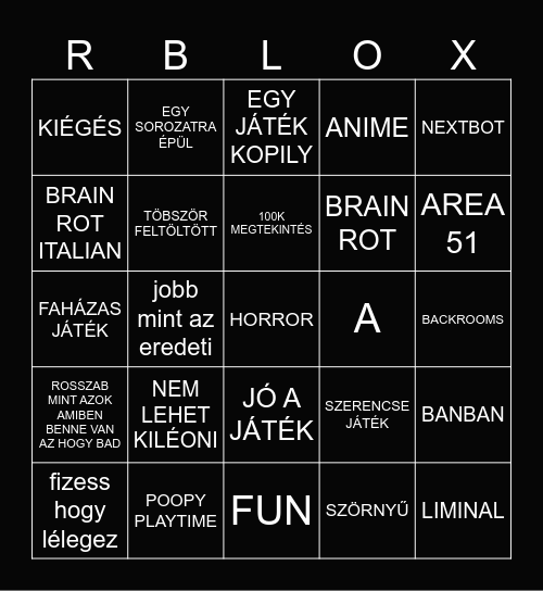 ROBLOX Bingo Card