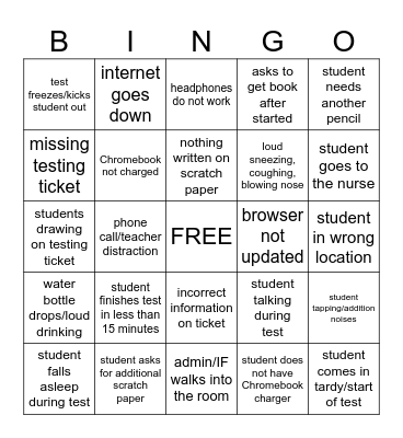 ATLAS Testing BINGO Card