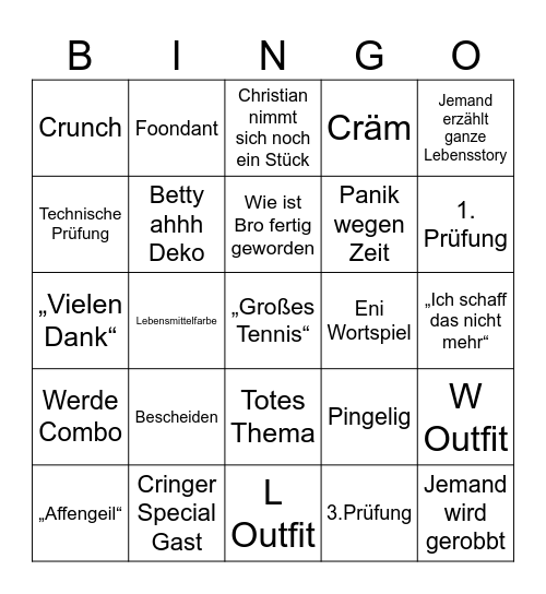 Das große Backen Bingo Card