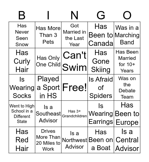 Advising Training Bingo Card