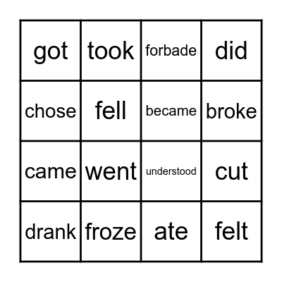 Irregular Verbs BINGO Card