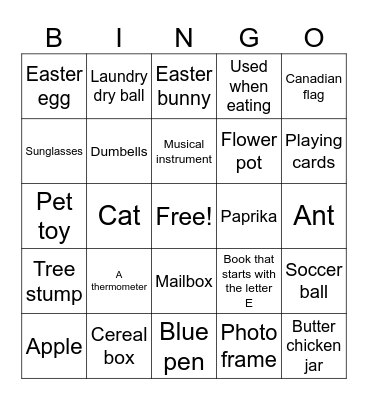Easter Indoor/Outdoor Bingo Card