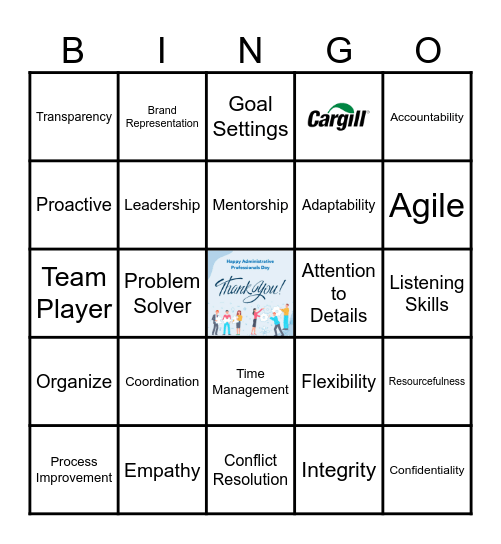 Administrative Professionals Day Bingo Card