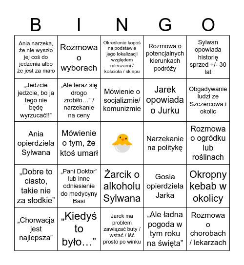 Wielkanocne Bingo Chociwskie Bingo Card