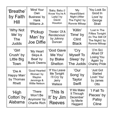 COUNTRY - VOL. 1 Bingo Card