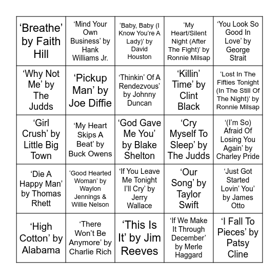 COUNTRY - VOL. 1 Bingo Card