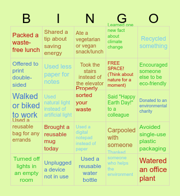 Earth Day 2025 Bingo Card