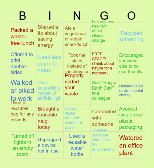 Earth Day 2025 Bingo Card