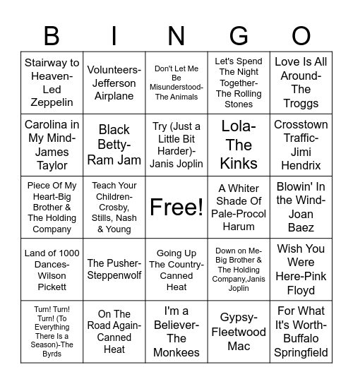 Flower Power Bingo Card