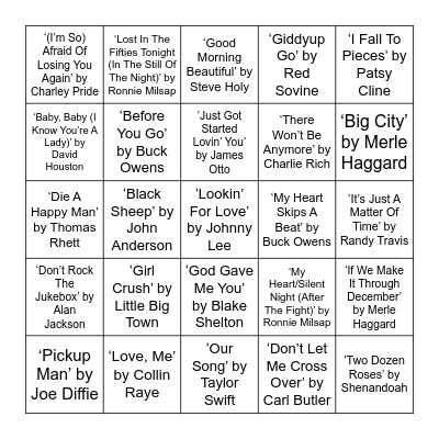 COUNTRY - VOL. 1 Bingo Card