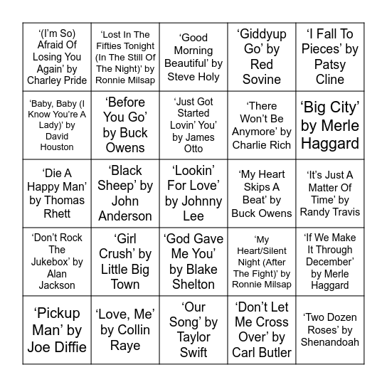 COUNTRY - VOL. 1 Bingo Card