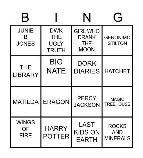 BOOK BINGO Card