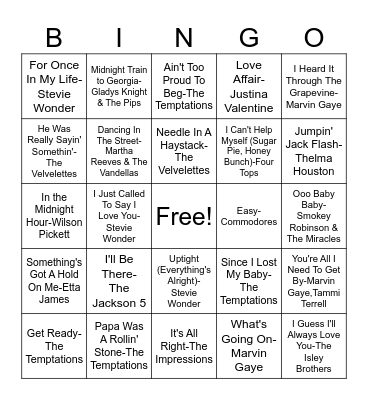 Motown Bingo Card