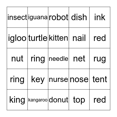 Key  Bingo Card