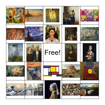 Famous Art Bingo Card