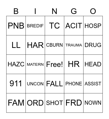 POLICE DISPATCH Bingo Card