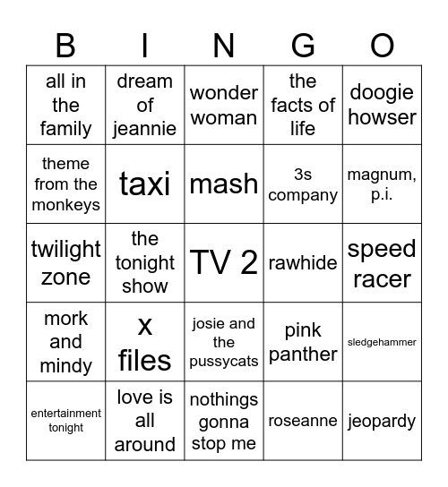 TV 2 Bingo Card