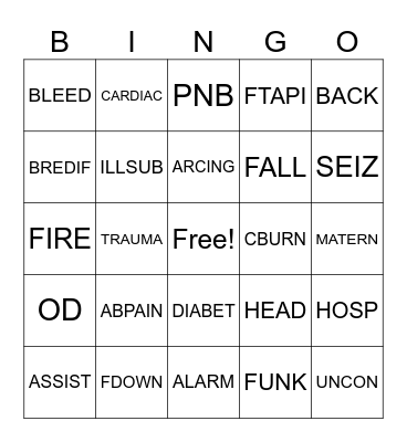 FIRE DISPATCH Bingo Card