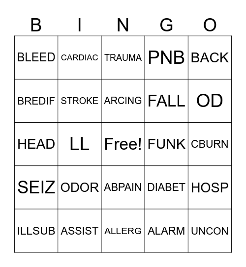 FIRE DISPATCH Bingo Card