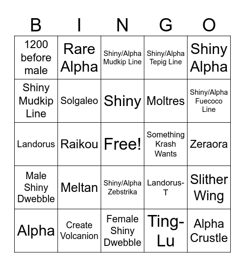 Badlands dwebbL Chain Bingo Card