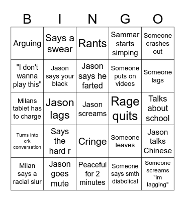 Friends call bingo Card