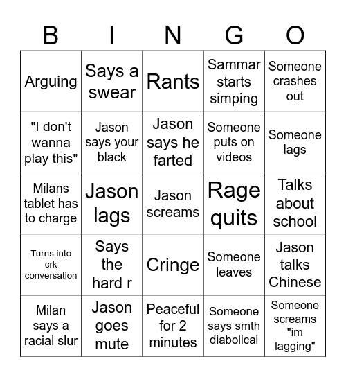 Friends call bingo Card