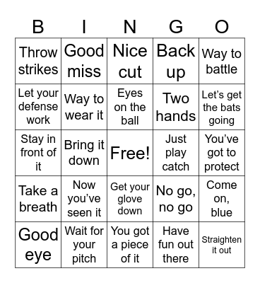 Baseball Bingo Card