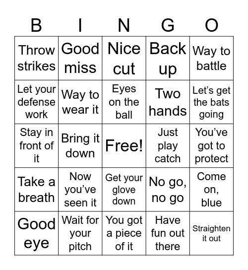 Baseball Bingo Card