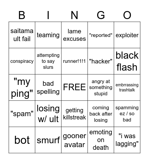 tsbg bingo Card