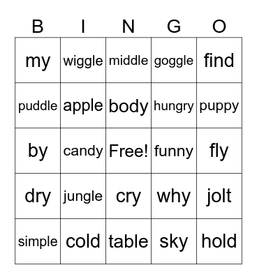 Ending Patterns Review Bingo Card
