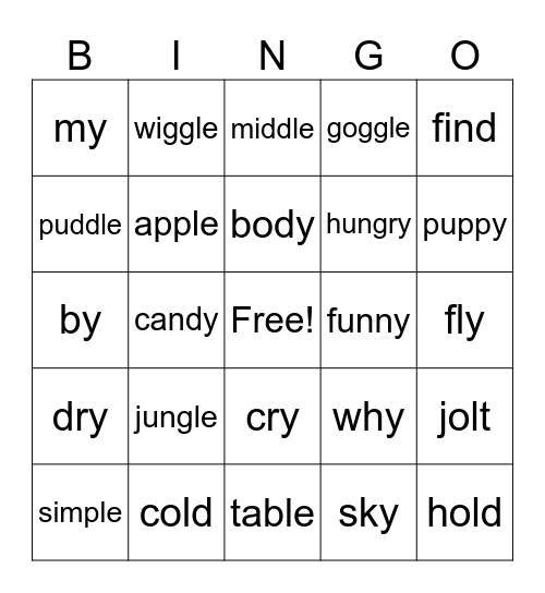 Ending Patterns Review Bingo Card
