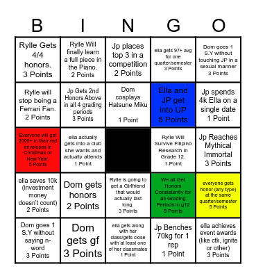 Gr12 Bingo Board Bingo Card